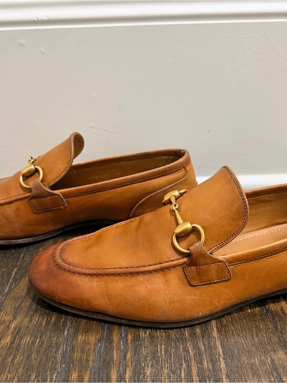 Gucci Jordaan Tan Leather Horsebit Slip-On Loafers